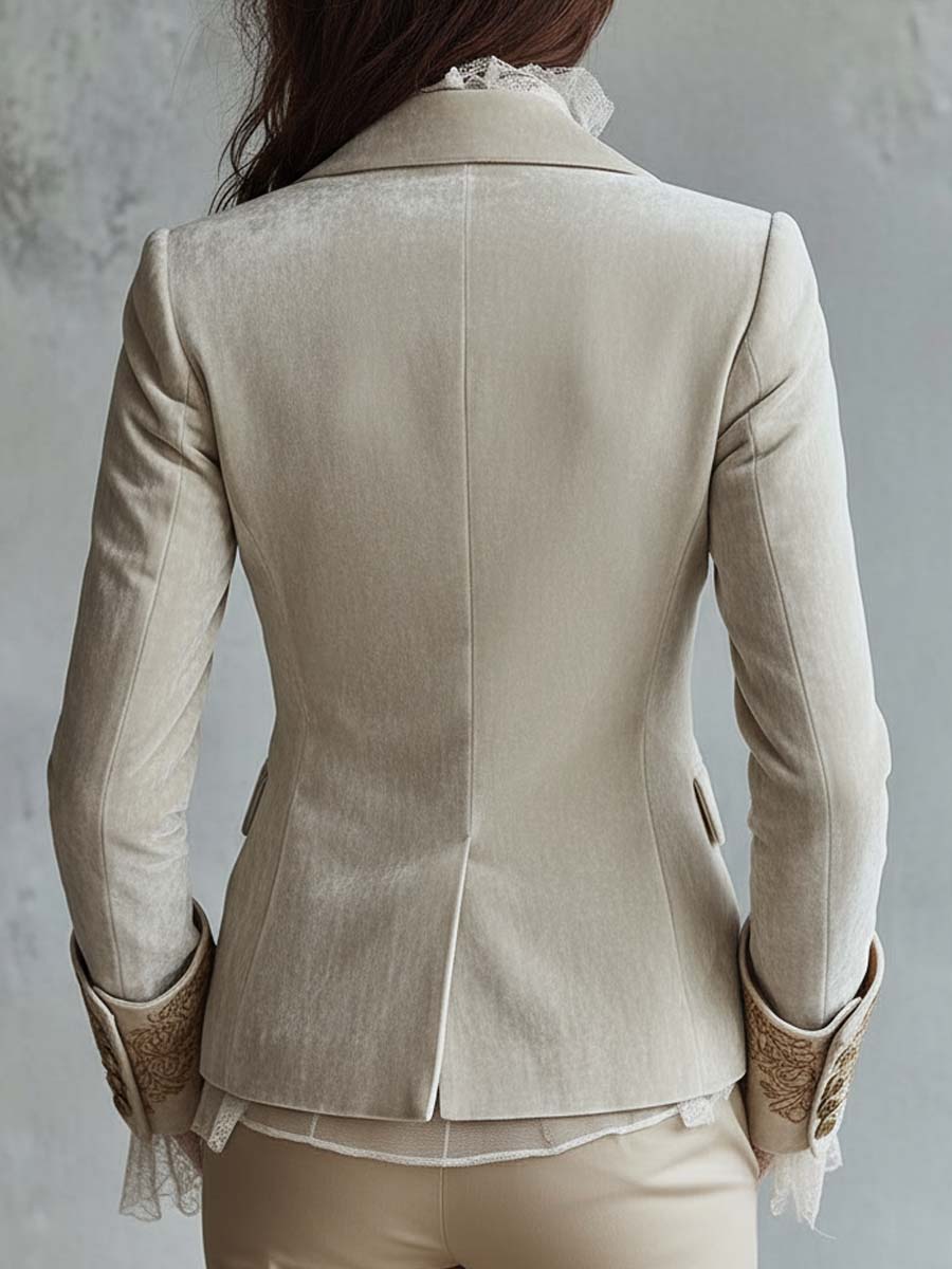 Laura | Blazer Sastre Bordado en Marfil
