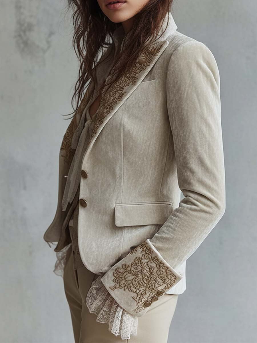Laura | Blazer Sastre Bordado en Marfil
