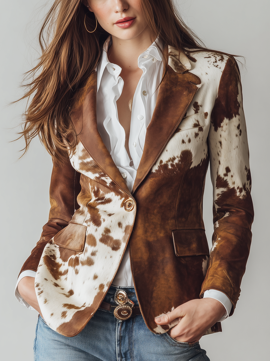 Raquel | Blazer Vintage Estampado Vaca