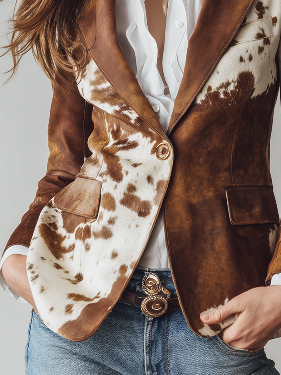 Raquel | Blazer Vintage Estampado Vaca