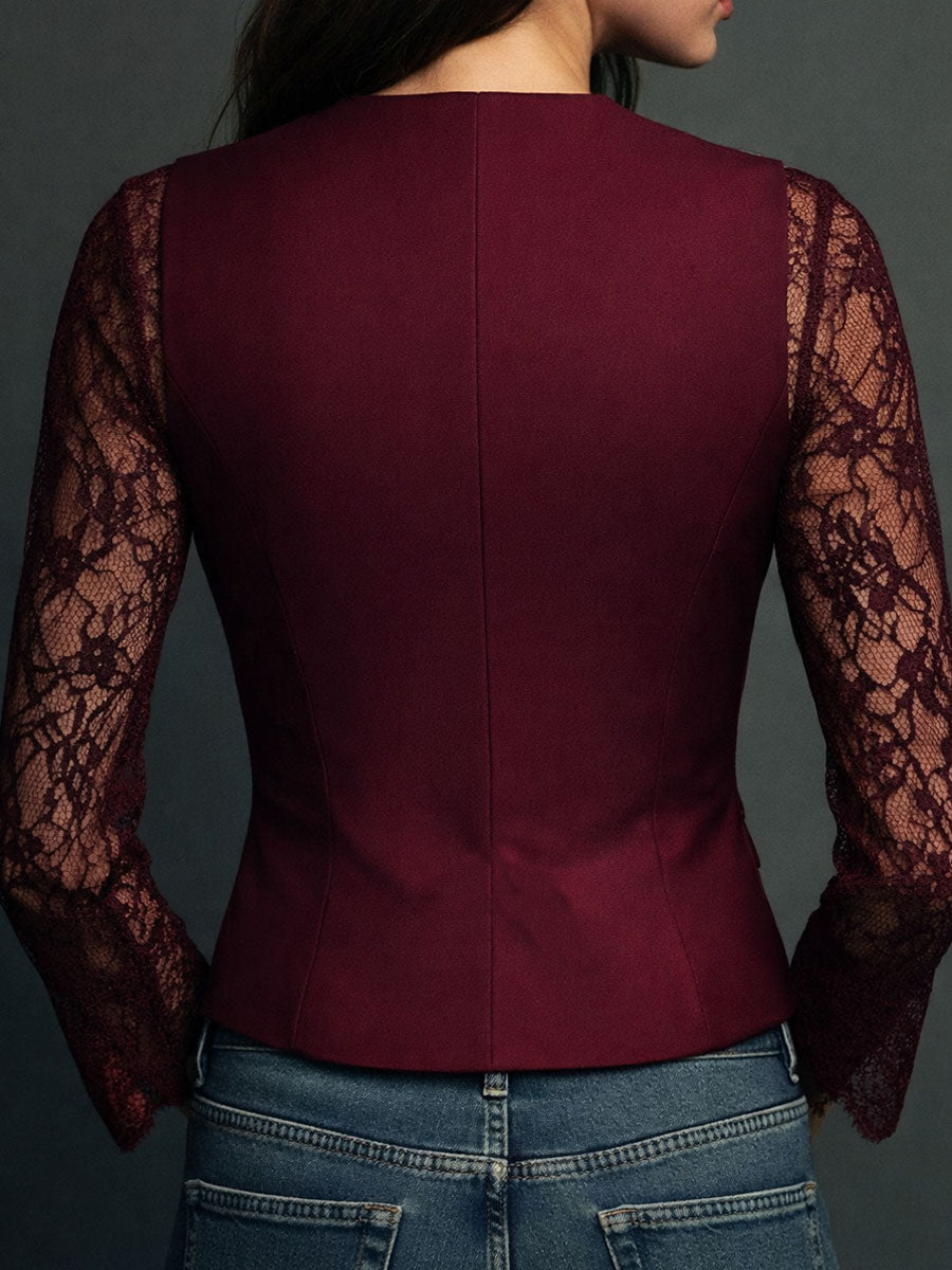 Sofía | Blazer Corto Negro con Mangas Transparentes