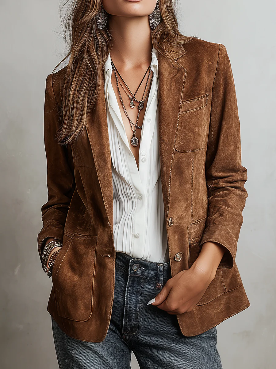 Ana | Blazer Vintage Marrón Clásico