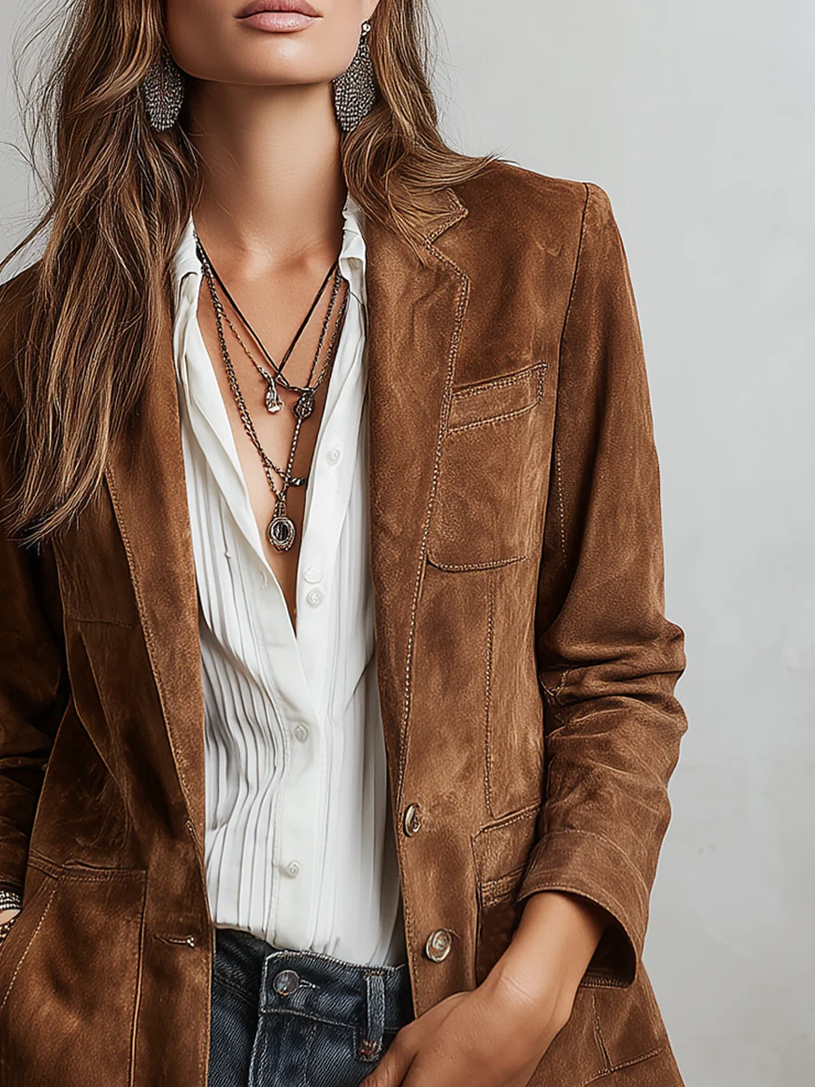 Ana | Blazer Vintage Marrón Clásico