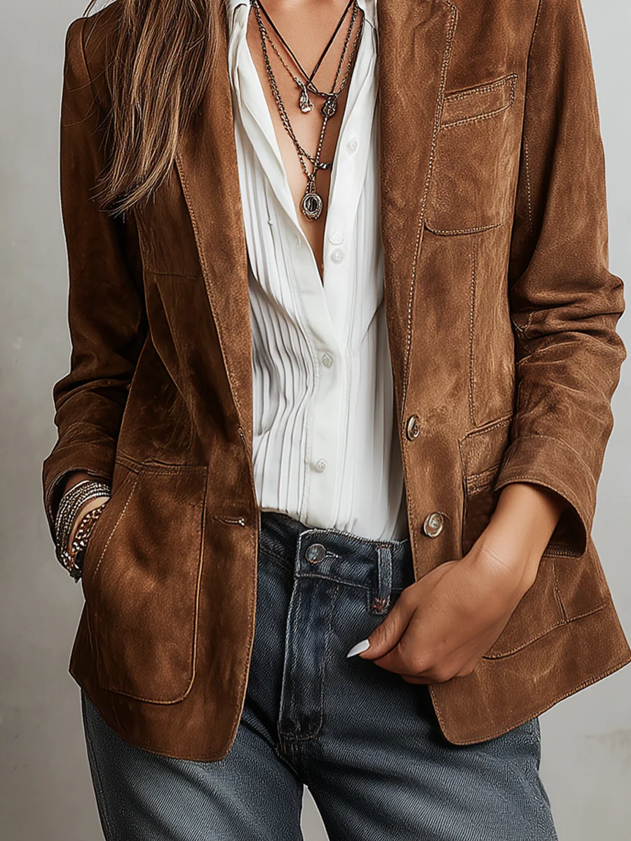 Ana | Blazer Vintage Marrón Clásico